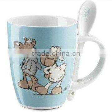 Dairy Cow Ceramic Mug with Spoon