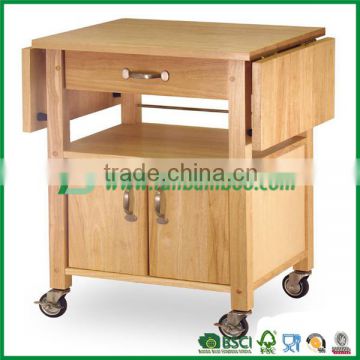 fancy bamboo kitchen rolling cart with drawer fuboo