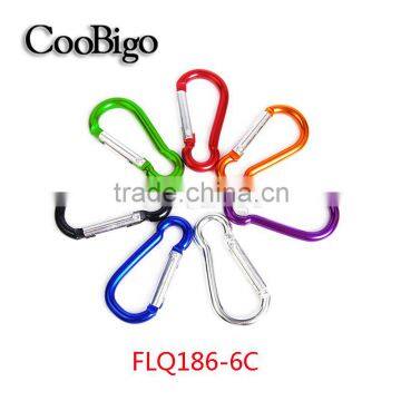 Colorful Aluminum Spring Carabiner Snap Hook Hanger Keychain Hiking Camping #FLQ186-6C(Mix-s)