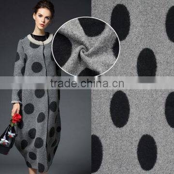 Black white dot pattern ladies' heavy jacquard woollen coat fabric