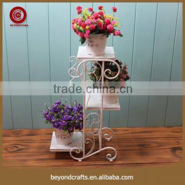 Hot selling modern white durable home decorative wrought iron flower shelf