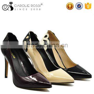 Italy design elegant black waterproof high heel lady shoes