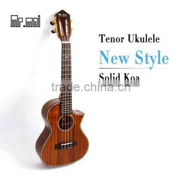 Electric 4 strings 26" Inches Engraving Ukulele High quality Solid Koa Tenor Ukulele+Bag