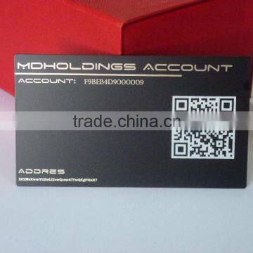 Standard QR code metal plate printing black metal card