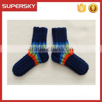 V-40 Baby navy stripe soft warming knitting stretch socks