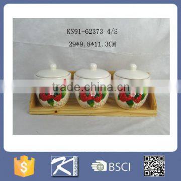 hot sale strawberry series kinsheng porcelain spice jar sets