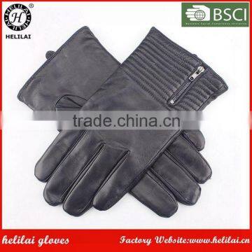 Helilai Customized Quilted and Zipper Cashmere Lined Man Leather GLove