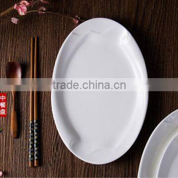 High heat ceramic glass various size white oval fish plate dish for restaurant hotel home