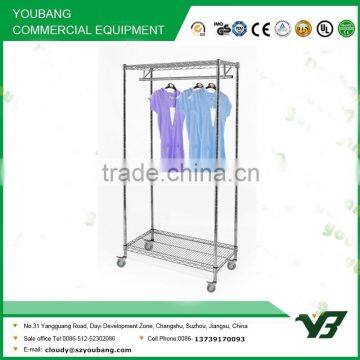 2015 hot sell NSF 36x18 inch 2 layer chrome living room wire clothes rack (YB-WS040)