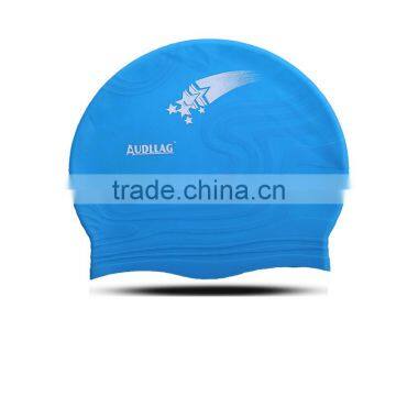 Bule Color Waves Stripe Silicone Arena Swimming Cap