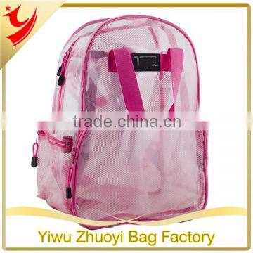 Fashion Clear PVC and Nylon Mesh Material Beach Backpack Bag in Summer Style