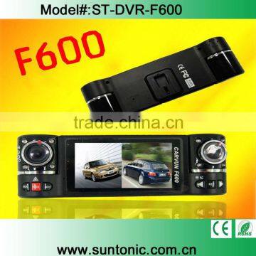 F600 2.7" 16:9 TFT LCD screen dual lens car dvr camera 2 channel car DVR With Voice guider