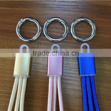 3 in 1 Key Chain Ring Braided Usb Cable for Iphone and Android