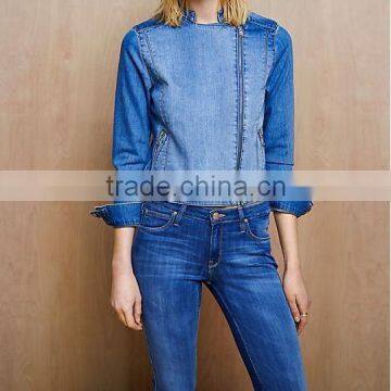 wholesale blue Denim Biker Jacket for women & girls women's cloth