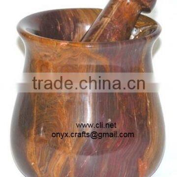 RED ONYX MORTAR AND PESTLE in Wholesale