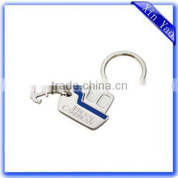 Good quality anchor shaped silver nickel enamel keychain for sale