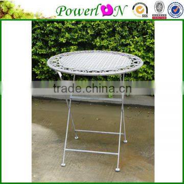 Folding antique round outdoor garden metal table