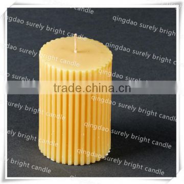 2015 hot sale china factory yellow carved pillar candles