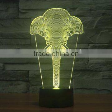 3D Optical Night Light Elephant 7 RGB Light Colors 10 LEDs AA Battery or DC 5V Mixed Lot photo-3