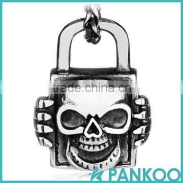 fashion skull face lock stainless steel necklace pendant