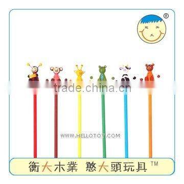 3D animal head wooden pencil