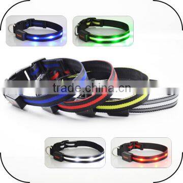 High Quality Black Webbing 6PC LED Lighted Up Pet Collar for Sale