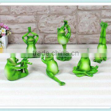 resin frog statue funny yoga frog figurine for home decoration