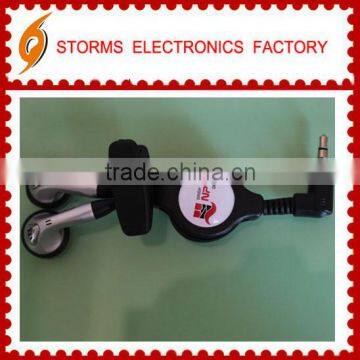 Promotional erphone&earbud with retractable cord for iphone customized logo