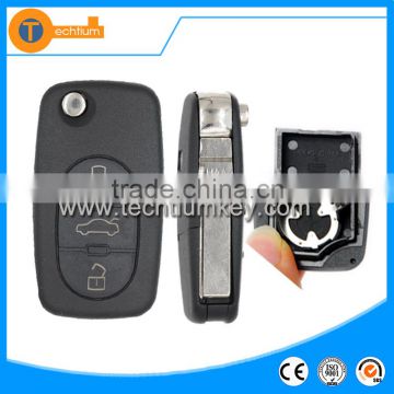 Plastic ABS key with 1616 small battery and blade and logo 3 button key blank for Audi A4 A6