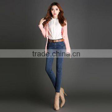 Alibaba 2016 Summer Fashion Woman High Waist Pockets Denim Pants Casual Skinny Women Jeans