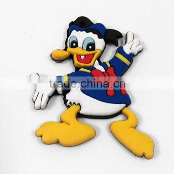 Custom designs cheap rubber 3d pvc duck shape fridge magnet