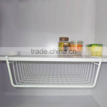 Metal wire hanging storage basket for cabinet rack