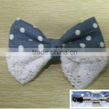 fashion lace and jean bow barrette