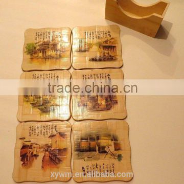 Bamboo hand-painted coasters