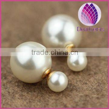 2015 fashion big double pearl stud earring