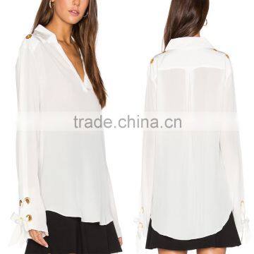 Latest formal work elegant fashion chiffon lady shirt for woman office