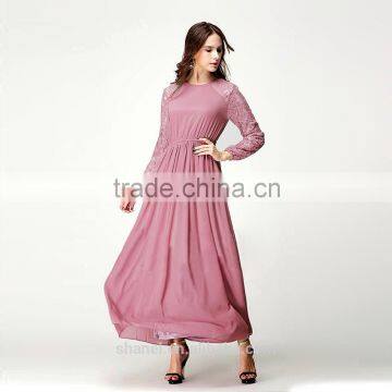 New Muslim Dress Fashion Jacquard Sleeve Chiffon Dubai Abaya Islamic Clothing photo-2