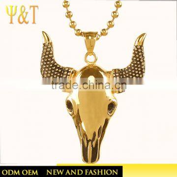 Fashion Gold Plated Jewelry Hip Hop Cow Horn Pendant for Men
