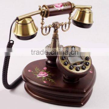 Heart Shape Wood Design Home Decorative Cord Phone With Caller ID