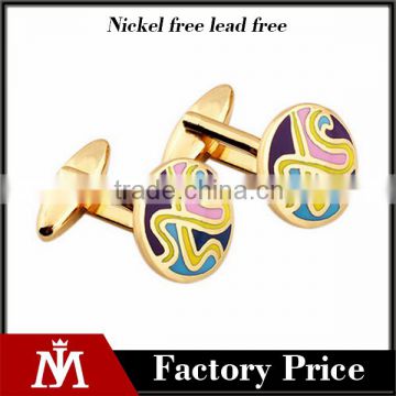 Custom vintage cufflinks mens shirts fashion gold cuff link with stainless steel enamel