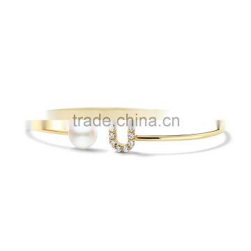 Fashion gold plate women expandable wire bangle bracelet