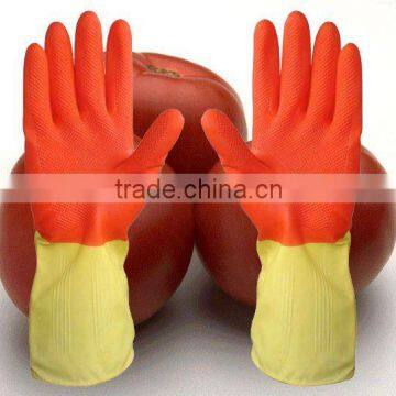 Two Color Household Latex Glove Two Color Latex Gloves