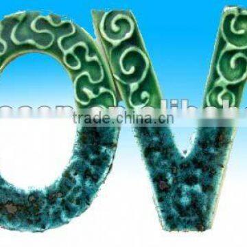 Glazed ceramic letters decoration