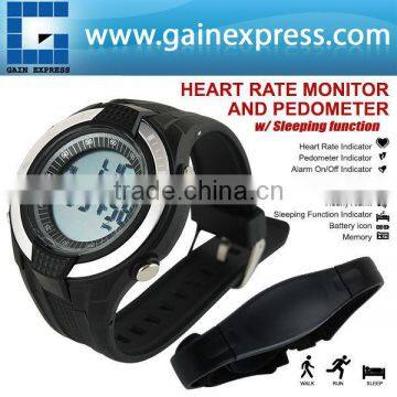 Heart Rate Monitor Pedometer step counter Fat Calories Count Exercises Belt Sports Watch Sleep Mode Indicator 40~240bpm HRM