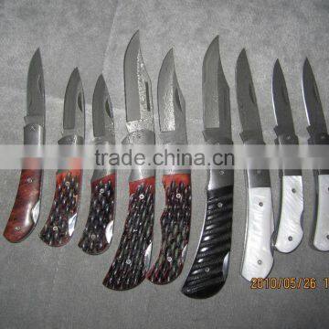 Brass Bolster Damascus Steel Folding Pocket Knife photo-6