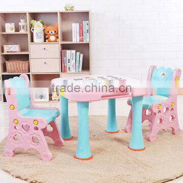 Kids study table plastic furniture dining table and chair set