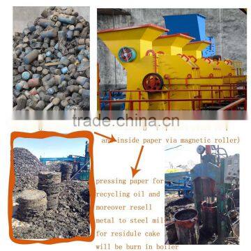 crushing/separating/pressing waste vehicle engine oil filter cartridge recycling production line