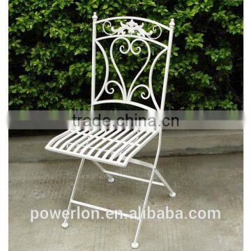 Antique Black Foldable Wrought Iron Mosaic Chair photo-5