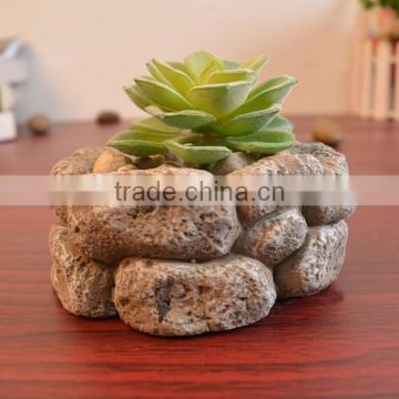 2016 special design stone shape small cement flower pots