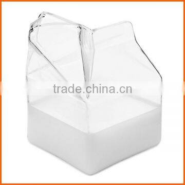 Fashion milk box square 150ml milk glass cup